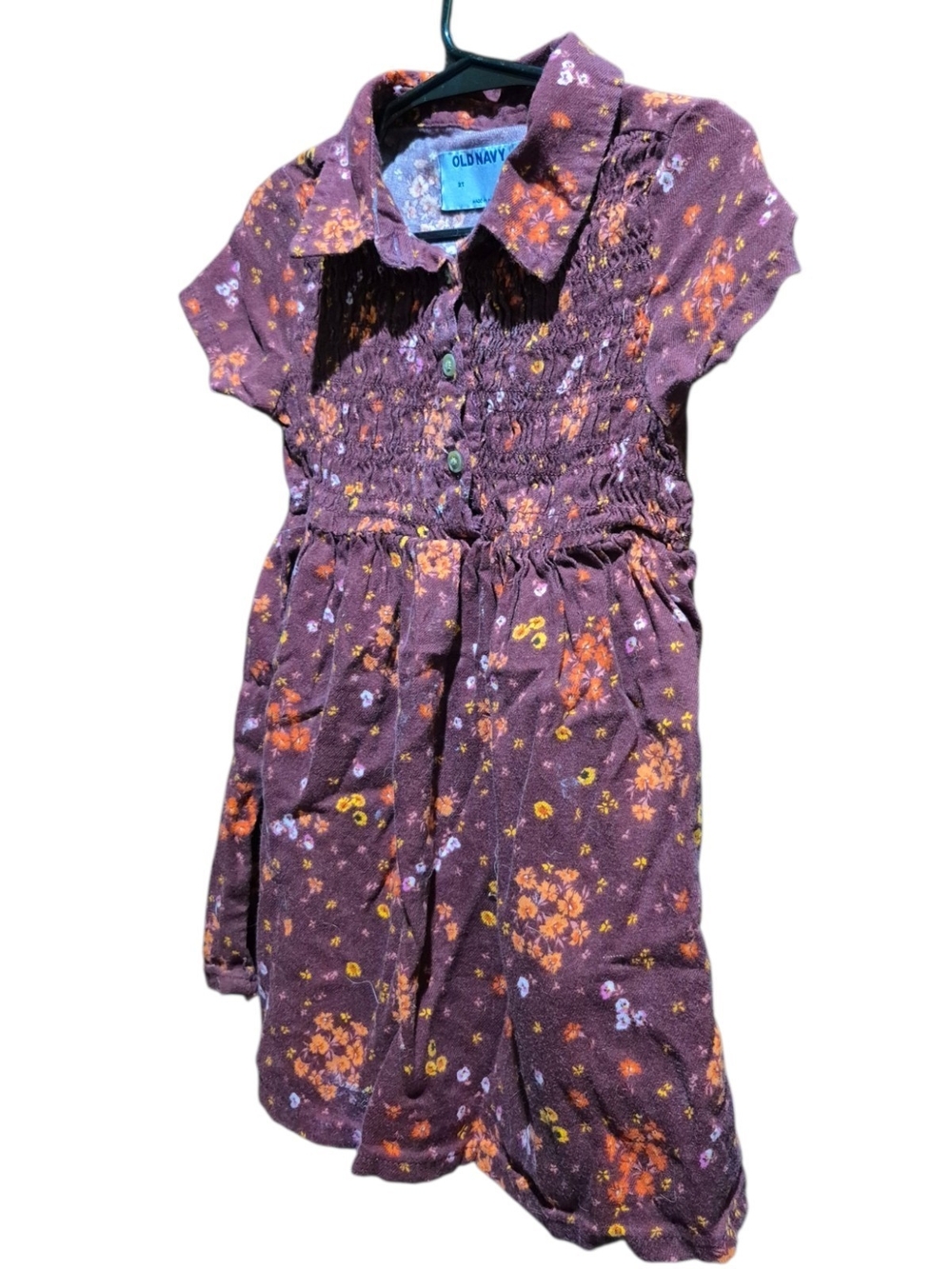 Old Navy Girls' Purple Floral Smocked Dress